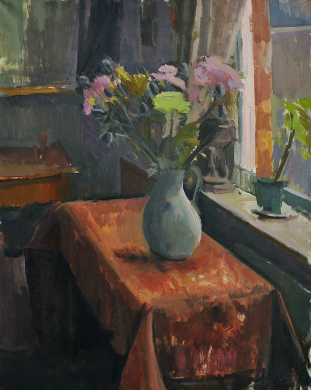 Flowers in whte jug